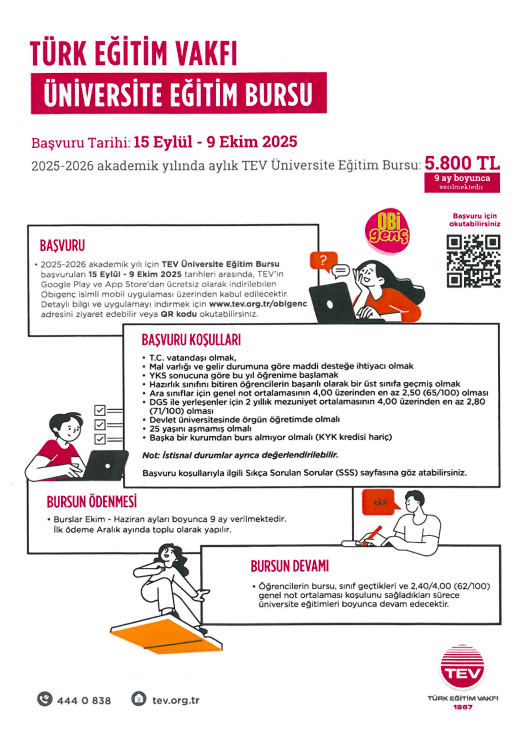 Türkiye Eğitim Vaktı (TEV) Üniversite Eğitim Bursu Başvuruları Başladı